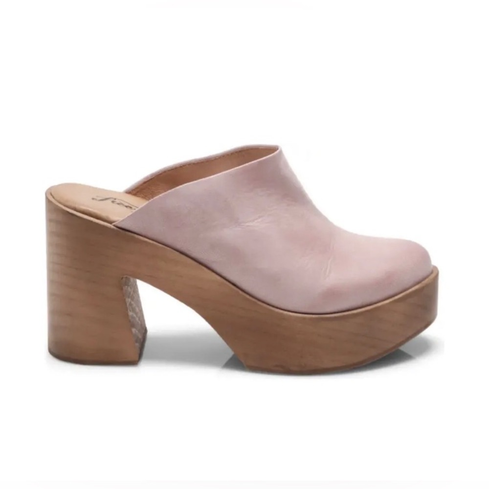 Free People Suki Clogs Platform 38 8 7.5 Pink Rose Leather